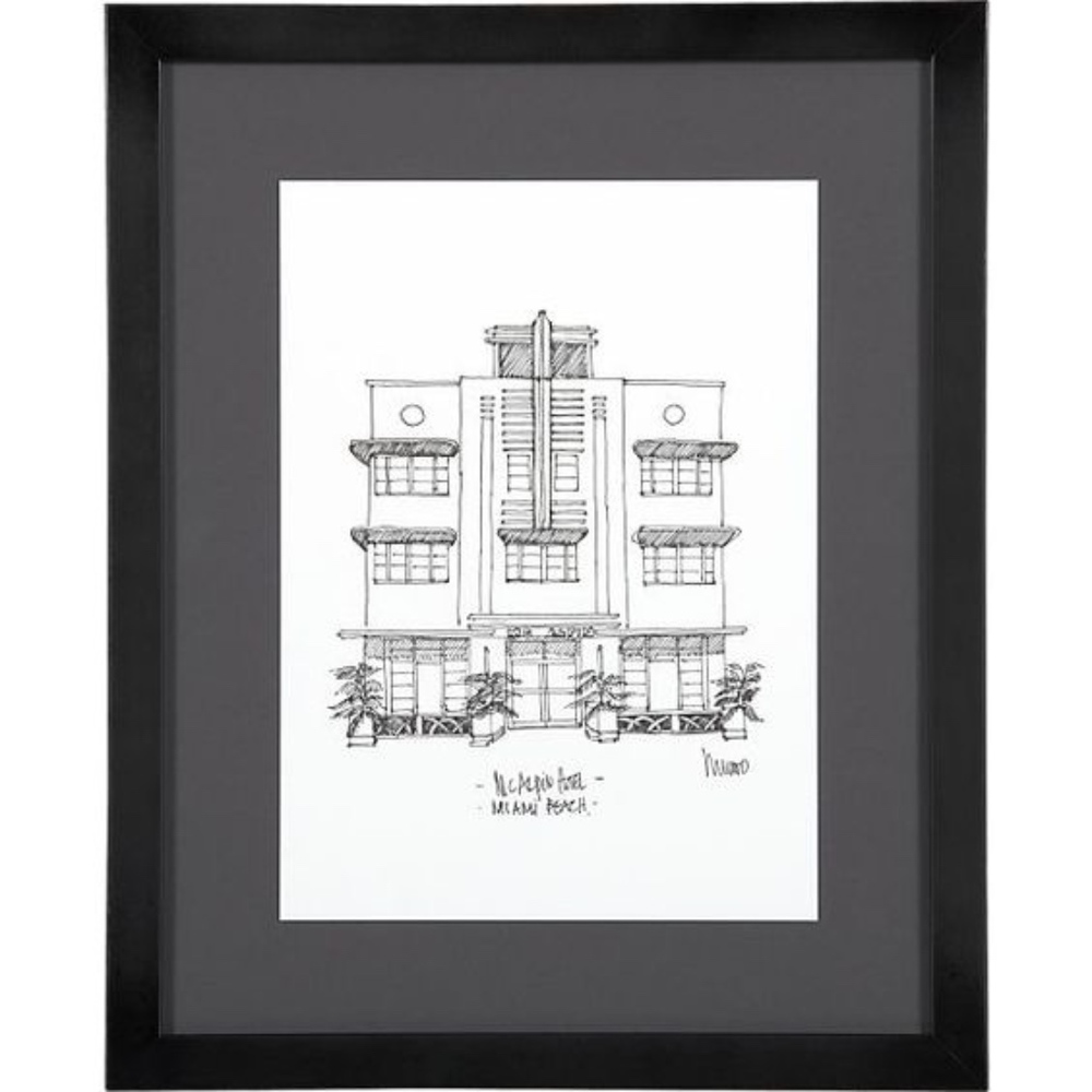 NEW crate & barrel framed Miami print